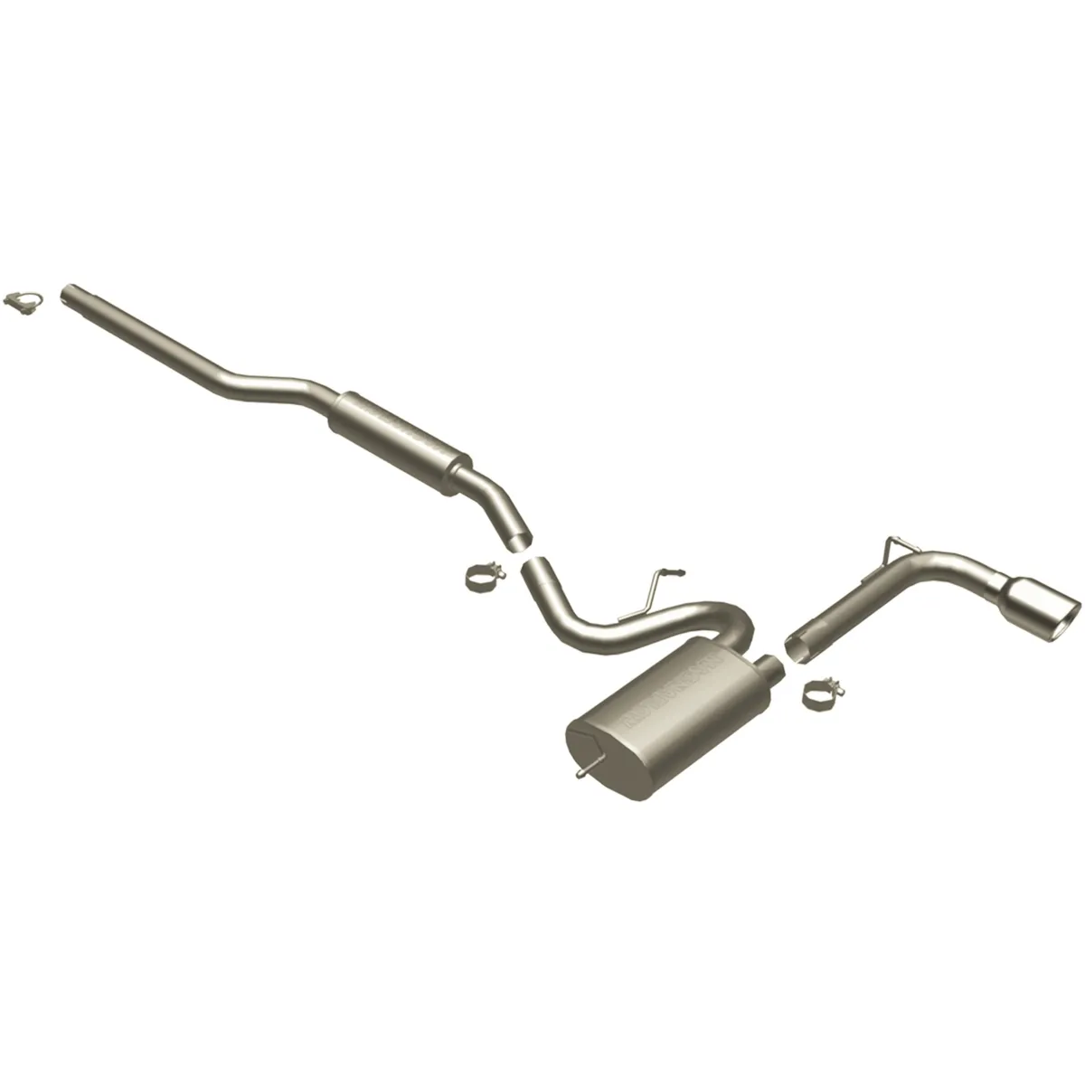 MagnaFlow Exhaust Products 2008-2009 Mitsubishi Lancer 2.0L 4Cyl Single Rear-exit StainleSS Steel Cat-back System featuring 2.5 in tubing and a 4 in double wall angle cut polished StainleSS Steel tip