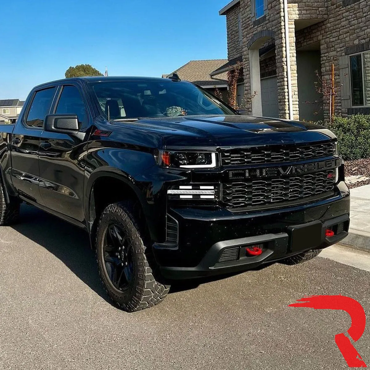 Chevrolet Silverado 19-20 1500 4th Gen Body Style w OEM Halogen And Standard Reflector Housing - Halogen Projector Headlights w Ultra High Power Smooth Oled DRL And Scanning Switchback High Power Amber LED Turn Signals - Smoked Black product image