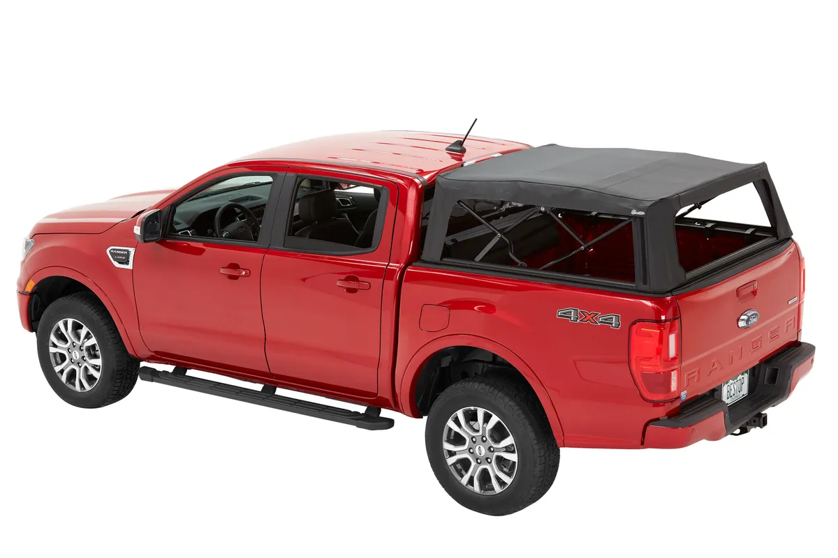 Supertop Truck Bed Cap 2 For Ford 2019-2024 Ranger 5.0 Foot Black Diamond PVC Coated Sailcloth No Drill Bestop product image