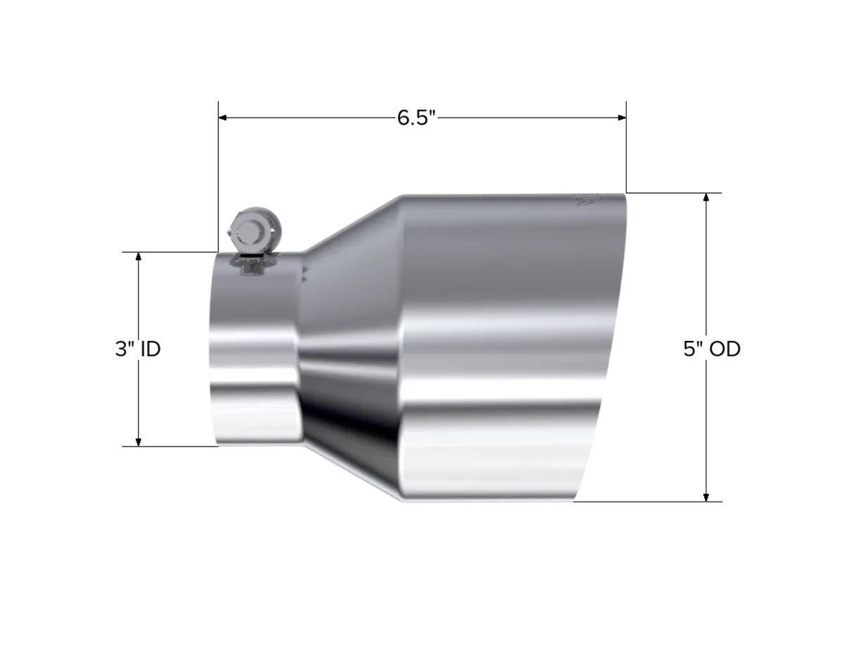 Armor Pro Exhaust Tip; 3 in. Inlet Diameter; 5 in. Outlet Diameter; 6.5 in. Length; Angle Cut; Single Wall; product image
