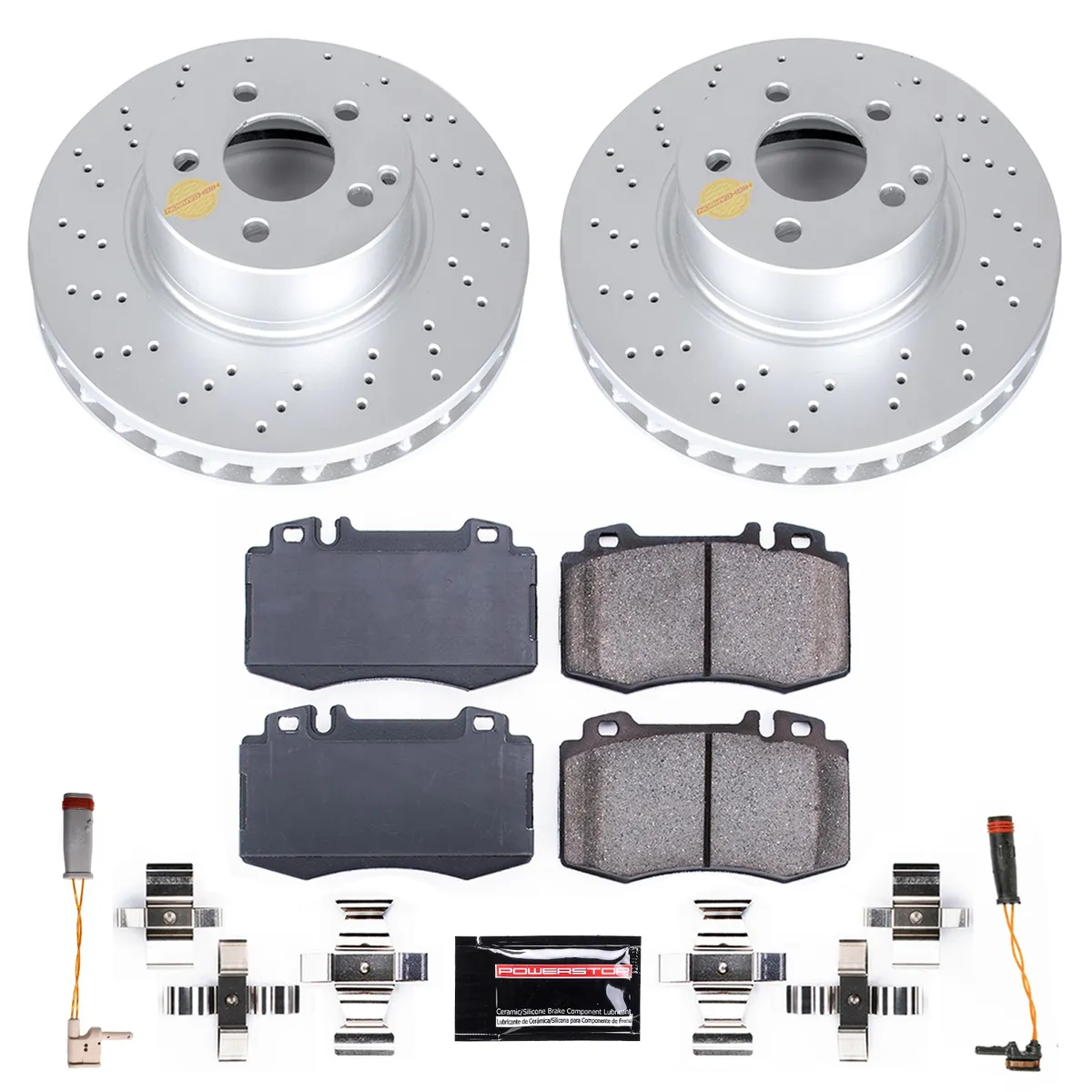 Z23 Sport Geomet Coated Rotor Kit For European Vehicles: Genuine Geomet Fully Coated Rotors; Carbon-Fiber Ceramic Pads W/Hardware; Pad Sensors product image