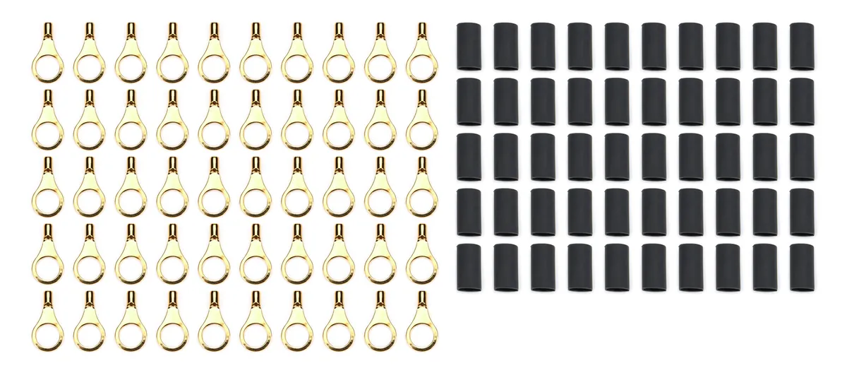 Quickcar Racing Ring Terminal 5/16in 18- 22 Ga w/Heat Shrink 50pk