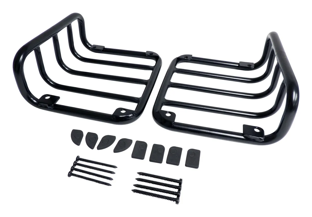 2007-2016 JK Wrangler Tail Light Guard Set Black Powder Coated Stainless Steel Tail Lamp Guard Set; Includes 2 Guards and Hardware Black product image