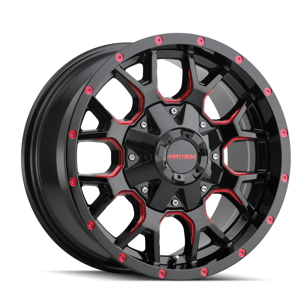 Mayhem Mayhem Offroad Wheels Warrior 8015 RD 20x9 Prism Red Black 0 Off Set 6 Lug 5 BSM 106 Bore Cast Aluminum