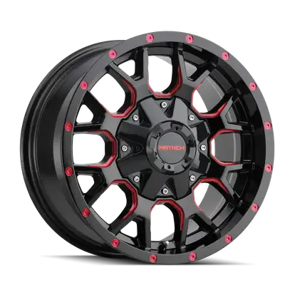 Mayhem Mayhem Offroad Wheels Warrior 8015 RD 20x9 Prism Red Black 18 Off Set 6 Lug 5.71 BSM 106 Bore Cast Aluminum