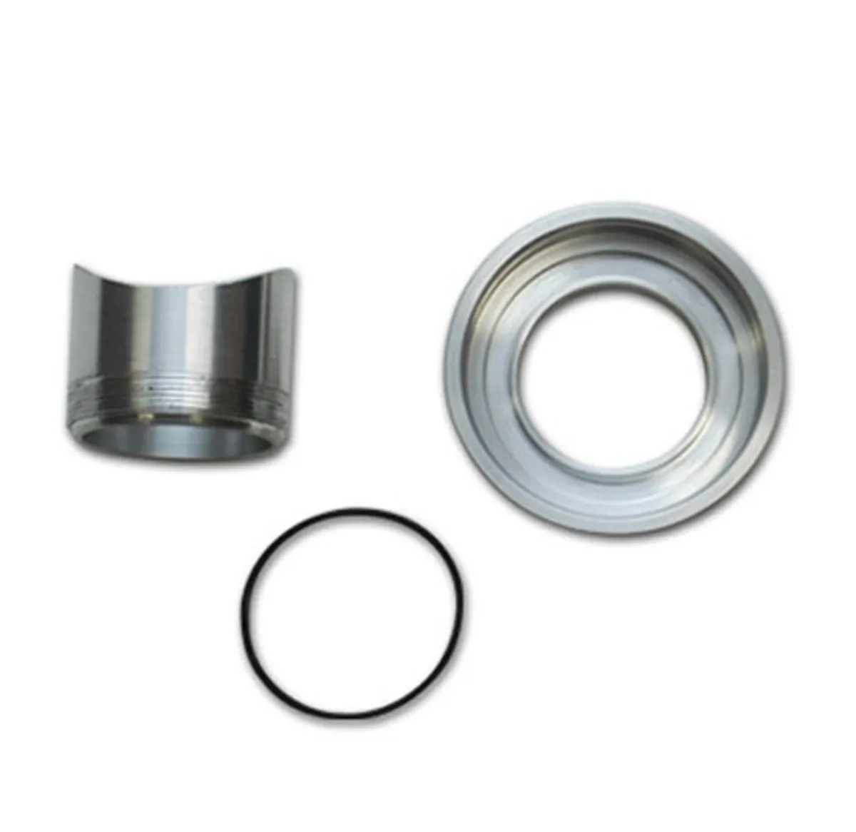 Weld-On Flange Kit; 2.5 In. Coped For Tube Od; 35mm Port Id; 38.2mm Overall h; For Hks Ssq Bov; Aluminum Weld Spigot; Aluminum Flange; product image