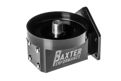 Baxter Performance 0820 Higlander Inverted Remote Oil Filter Mount w/ Built in Oil Retaining Black