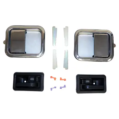 Crown Automotive Jeep Replacement Door Handle Kit; Incl. Full Interior/Exterior Door Chrome Handles/4 Keepers/Lock Rod Clips; w/Full Steel Doors;