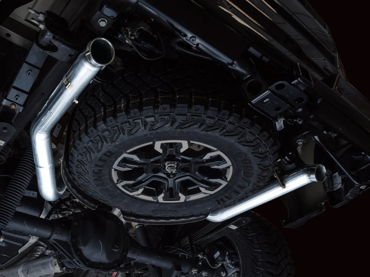AWE 0FG Catback Exhaust for Silverado ZR2/Sierra AT4X - Dual Bashguard (no tips) product image