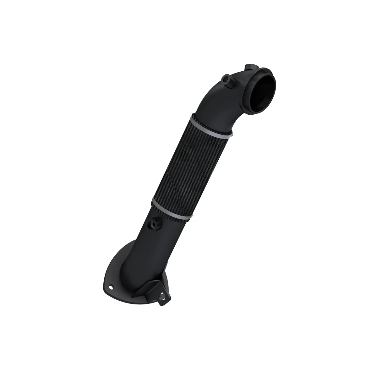 Armor BLK Turbocharger Down Pipe; 3 in.; Black Coated; For Use w/3 Bolt Flange Style Connection; 4 in. Outlet Diameter Tip; product image