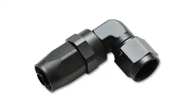 Vibrant Performance 90 Degree Swivel Hose End Fitting; -6AN; 6061 Aluminum; Black Anodized; Elbow Forged;