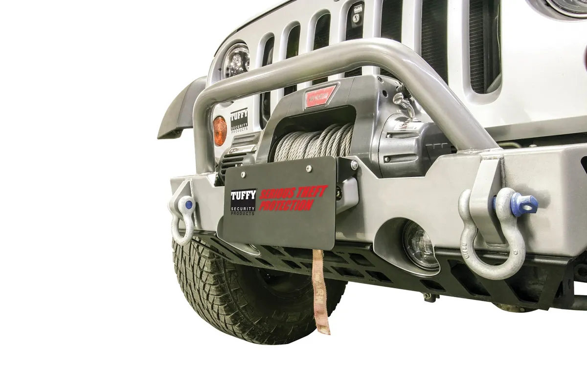 Flip-Up License Plate Holder; Black; For Use w/Hawse Winch Fairlead; product image