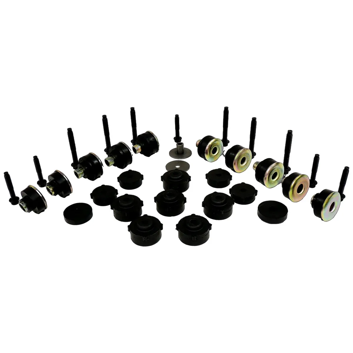 Body Mount Master Kit; Incl. Upper/Lower Grille Mount Bushings; Retainers; Washer; Bushings; Bolts; w/Steel Body; product image