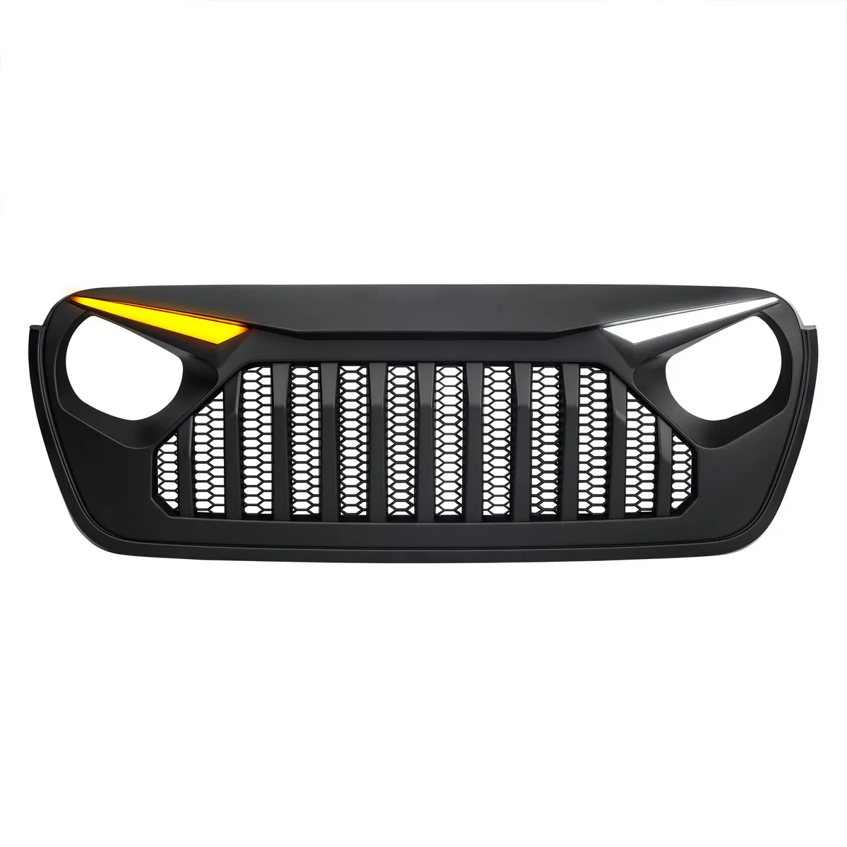 Gladiator Vader Grille W/ LED Eyebrow DRL and Turn Signals - Matte Black For 18+ Jeep Wrangler JL & Gladiator JT W/O Trailcam product image