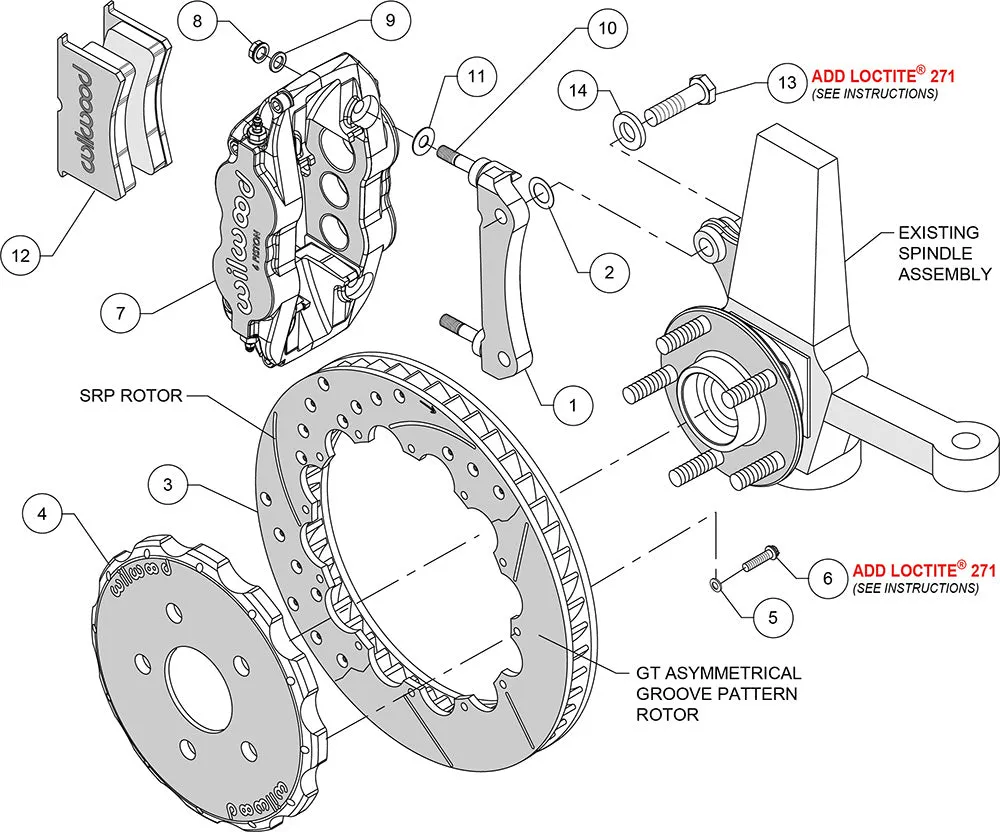 1962 - 2013 Buick, Cadillac, Chevrolet, GMC, Oldsmobile, Pontiac Forged Narrow Superlite 6R Big Brake Front Brake Kit (Hat) - 140-8921 product image