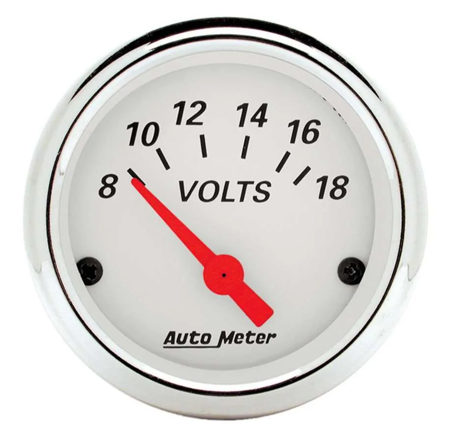 AutoMeter Gauge, Voltmeter, 2 1/16", 18V, Elec, Arctic White