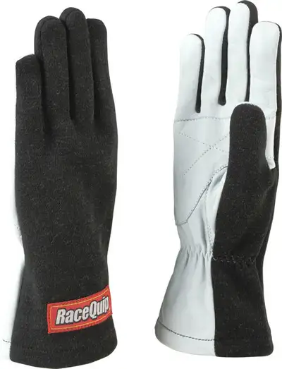 Racequip 350 Series 1 Layer Nomex Non Sfi Basic Race Gloves; Black Large