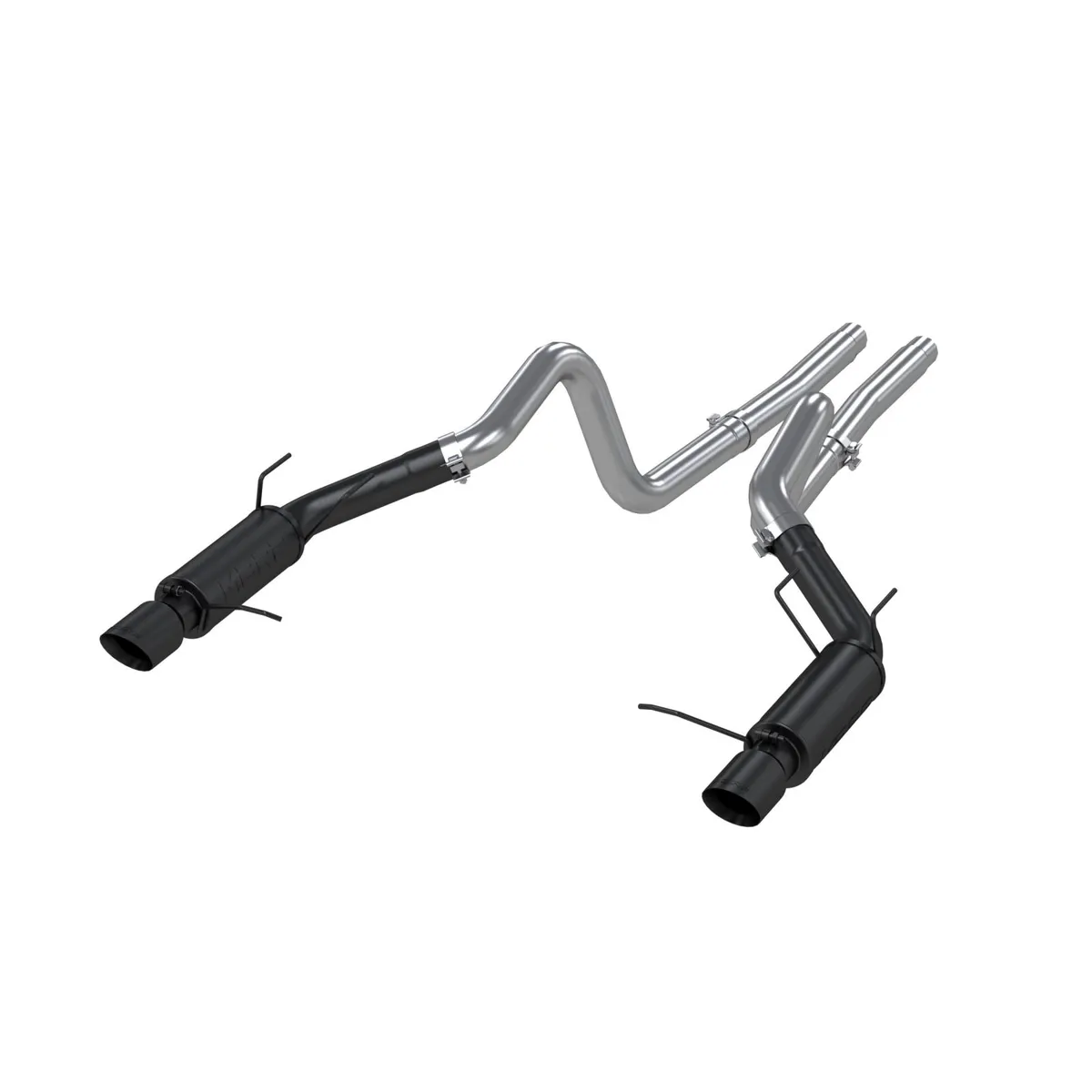 Armor BLK Cat Back Exhaust System; 3 in.; Incl. Ext. Pipes/Mufflers/Hardware/4 in. Outlet Diameter Tips; Dual Split Rear Exit; Race Version; Black Coated; product image