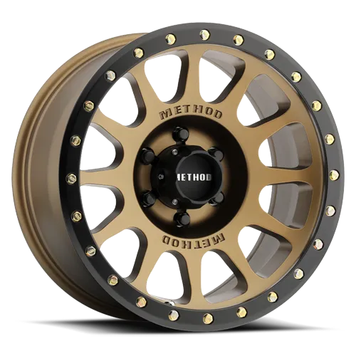 Aluminum Wheels 18x9 NV MR305 Bolt Pattern 6 On 139.7 Offset -12 Lip Size 1.46 Method Bronze BRZ Black Street Loc Method product image