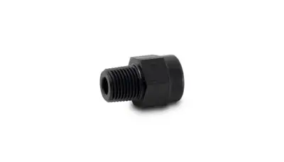 Vibrant Performance Npt to Bsp Adapter Fitting; Male to Female; 0.125 In. Npt; 0.125 In. Bsp; 6061 Aluminum; Black Anodized;