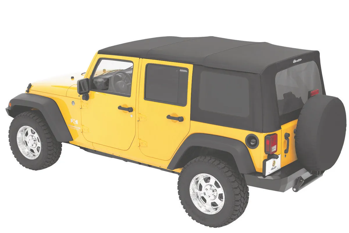 Replace-A-Top for OEM Hardware For Jeep 2010-2018 Wrangler JK 4 Door Tinted Black Diamond Sailcloth No Door Skins Included Bestop product image