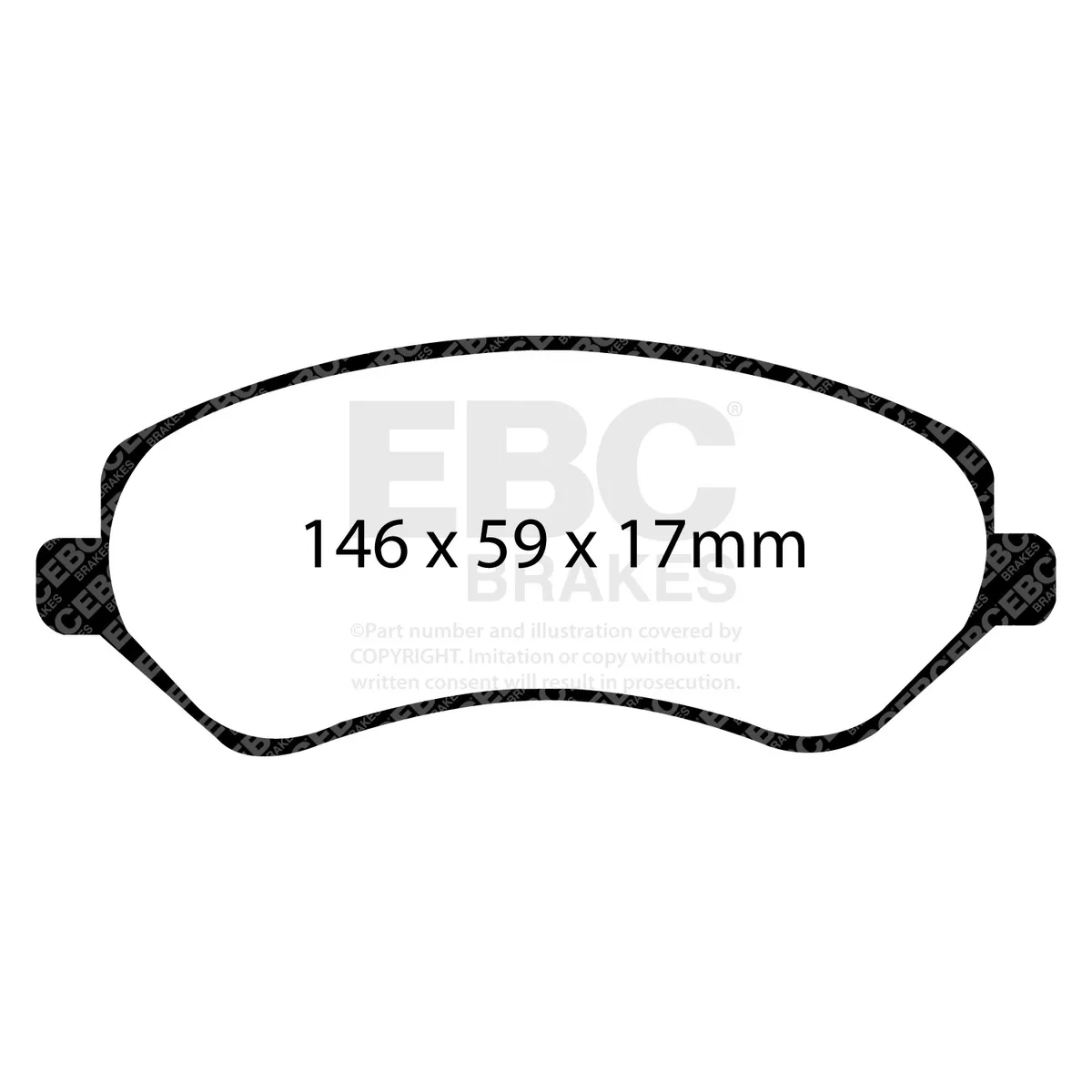 6000 Series Greenstuff Truck/SUV Brakes Disc Pads; FMSI Pad No. D856; Vented; 288mm Dia.; 65mm Height; 28mm Thick; 72mm Center Hole Dia.; Pad Dimensions: 146 x 59 x 17mm; product image