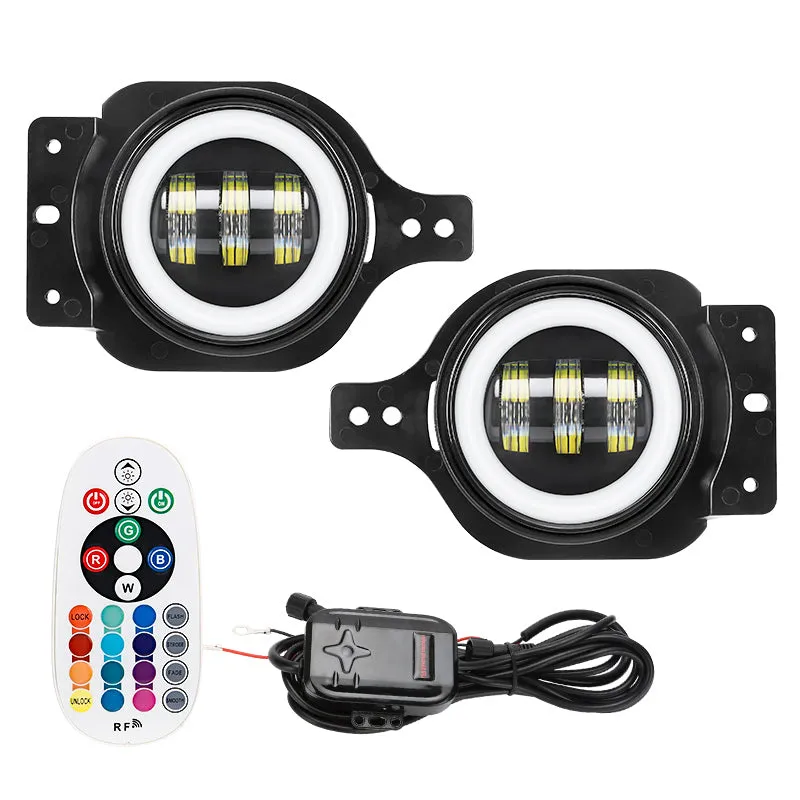 "4"" LED RGB Halo Fog Lights for For 2018+ Jeep Wrangler JL And Gladiator JT" product image