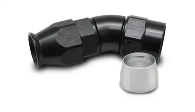 Vibrant Performance 30 Degree High Flow Hose End Fitting; -8AN; 6061 Aluminum; Black Anodized; For PTFE Lined Hose;