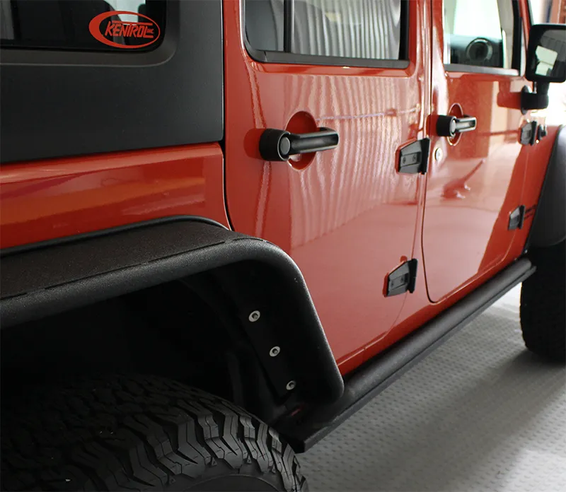 Jeep JK Rock Slider 07-18 Wrangler JK 4 Door Rubicon Steel Black Textured Powdercoat Fishbone Offroad product image
