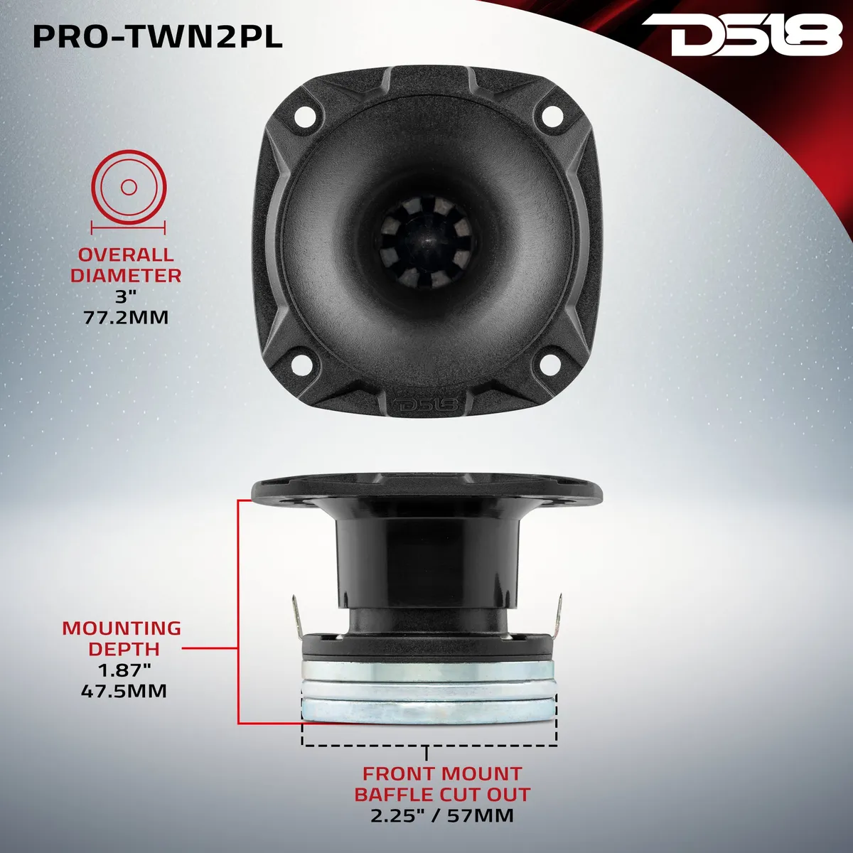 3” | High Compression | Neodymium | Hybrid Driver/Tweeter | 100 Watts Rms | 1” Polyester vc |4î© 2.7” High Compression Super Bullet Neodymium Tweeter product image
