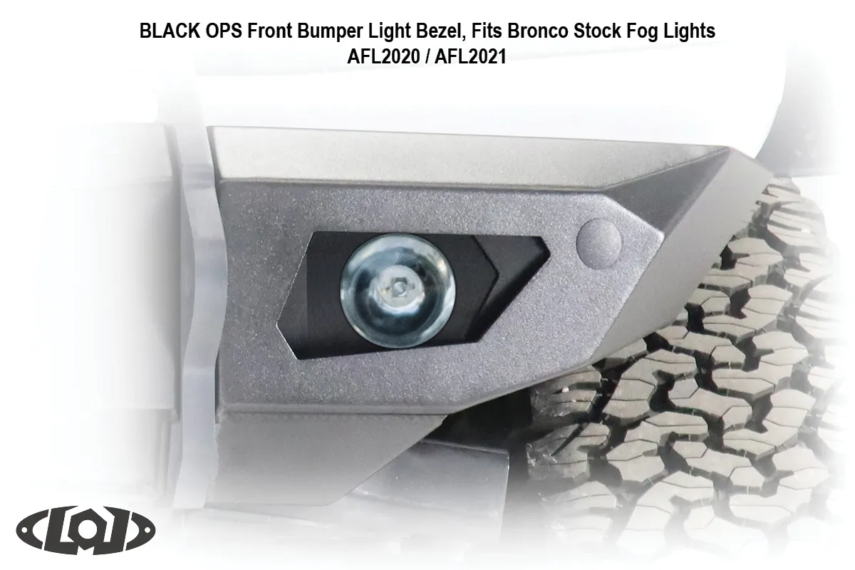 2021+ Bronco Black Ops Bronco Stock Fog Light Front Light Bezel (pair) (Black Powder Coated) product image