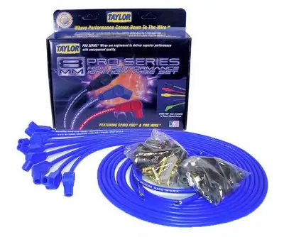 Taylor Cable Taylor Cable Universal 8mm Spiro-Pro Spark Plug Wire Set - 8 Cylinders - 135° Spark Plug Boot Angle - Blue - 73653