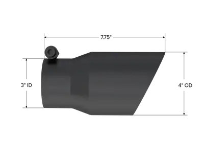 MBRP Exhaust Armor BLK Exhaust Tip; 3 in. Inlet Diameter; 4 in. Outlet Diameter; 8 in. Length; Dual Wall; Angled; T304 Stainless Steel; Black Coated;