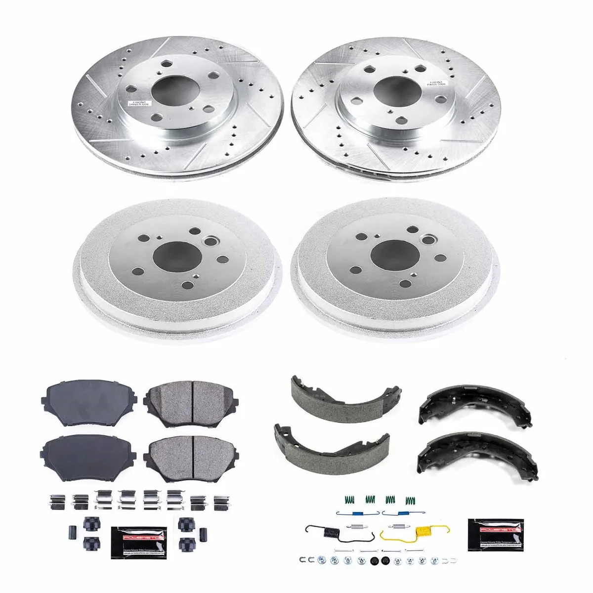Z23 Evolution Sport Upgrade Kit: Drilled/Slotted Rotors; Carbon-Fiber Ceramic Pads W/Hardware; Coated Drums; Shoes W/Hold Down Kit product image