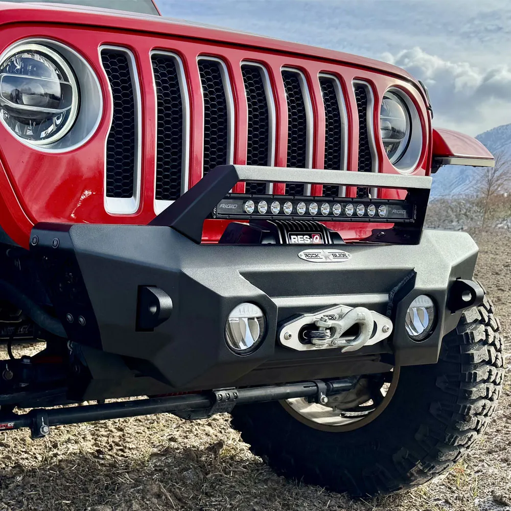 Appalachian Steel Stubby Front Bumper With Winch Plate Wrangler JL and Gladiator JT Rock Slide Engineering product image
