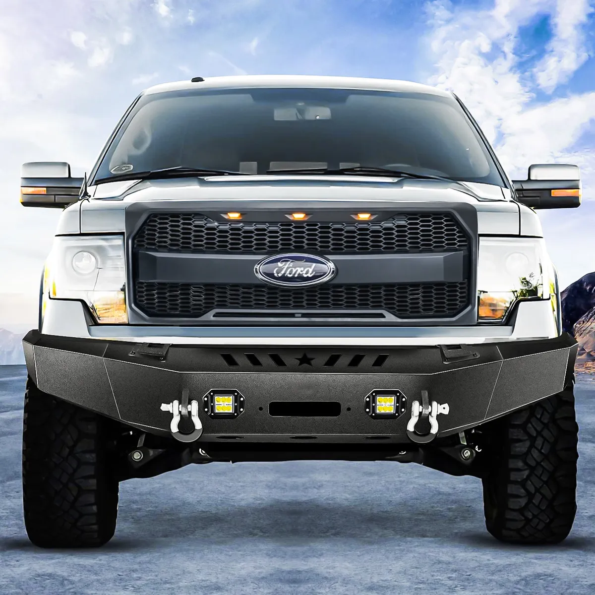 American Modified Amfmaa00159 Raptor Style Grille w/ Amber Lights& Emblem Holder, Matte Black product image