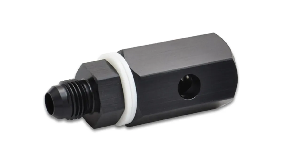 Roll Over Valve; -6AN Male; 6061 Aluminum; Black Anodized; product image