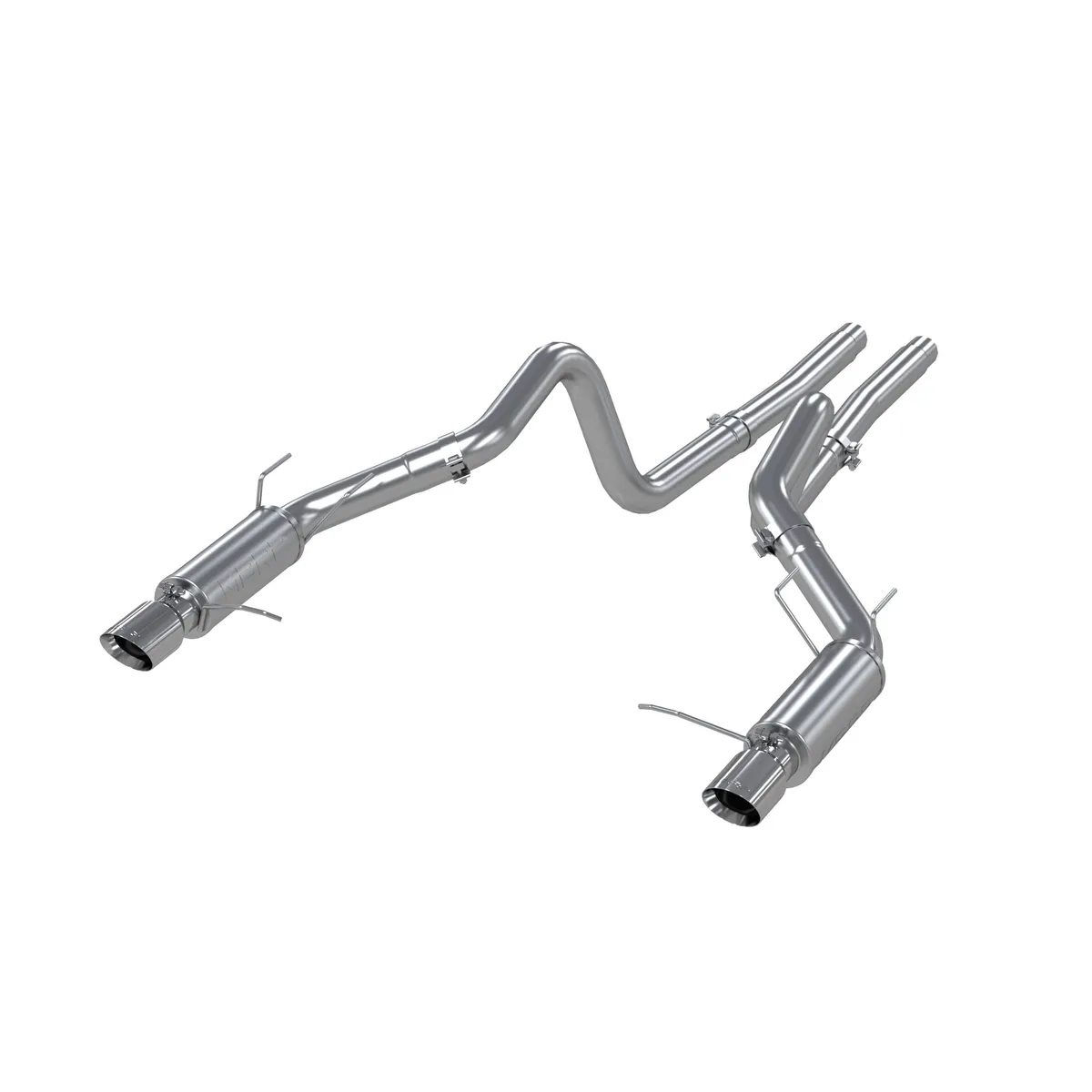 Armor Plus Cat Back Exhaust System; 3 in.; Incl. Ext. Pipes/Mufflers/Hardware/4 in. Outlet Diameter Tips; Dual Split Rear Exit; Race Version; T409 Stainless Steel; product image
