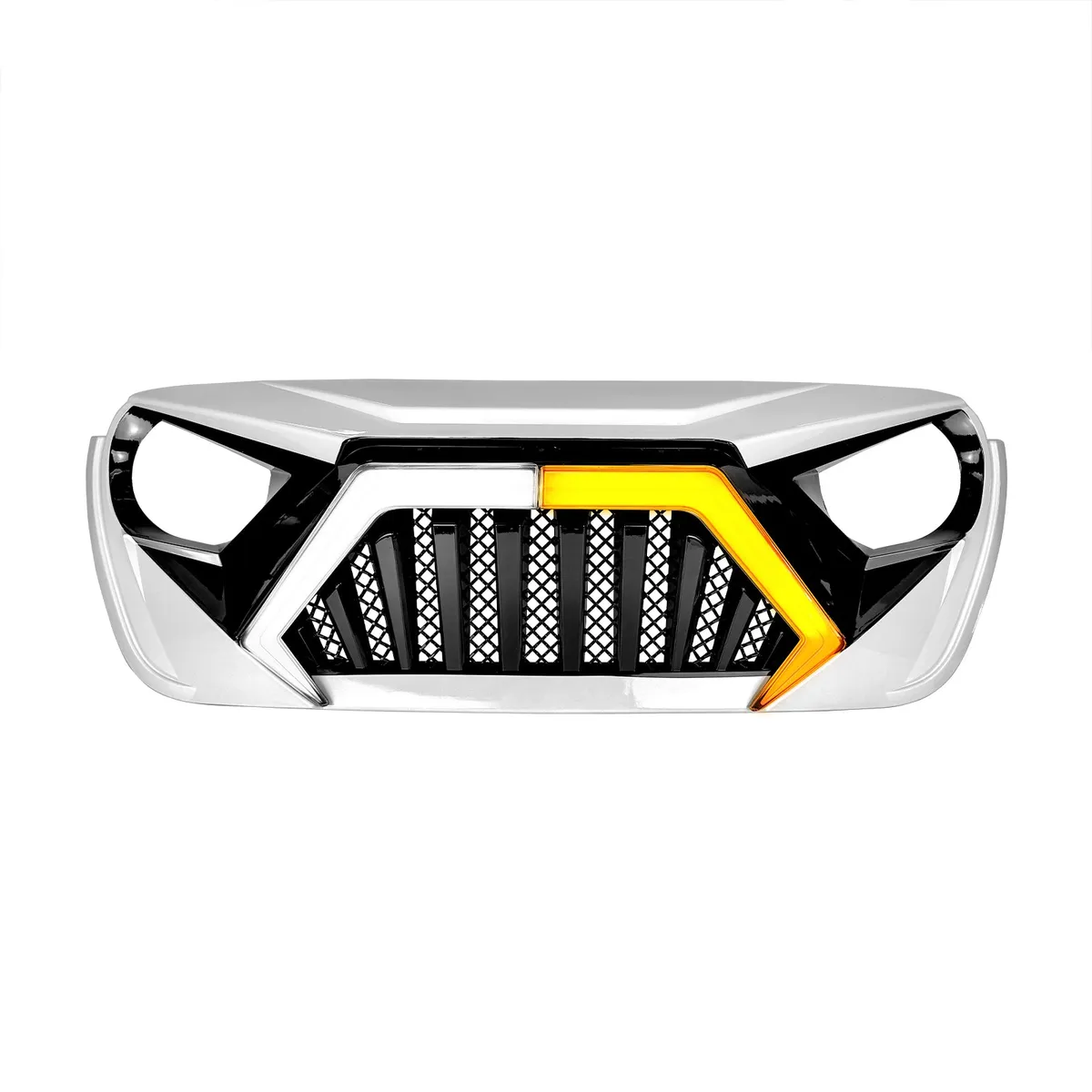 Goliath Grille W/ LED DRL and Turn Signals - White & Black For 18+ Jeep Wrangler JL & Gladiator JT | In Stock On Apr 30 product image