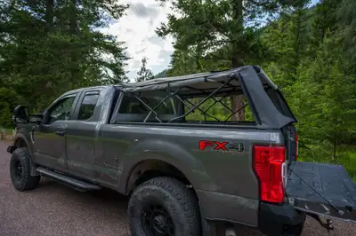 Bestop Supertop Truck Bed Cap 2 For Ford 2017-2024 F-250SD/F-350SD 6.8 Foot Black Diamond PVC Coated Sailcloth No Drill Bestop