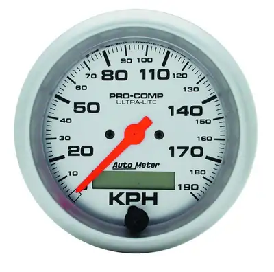 AutoMeter Gauge, Speedometer, 3 3/8", 190km/h, Elec. Prog. w/ LCD Odo, Ultra-Lite