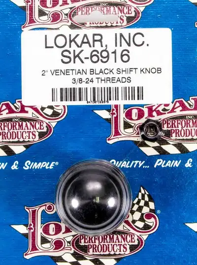 Lokar Auto Transmission Shifter Knob; For Lokar Shifter Knob Adapter; 2 in.; 3/8 in. -24 Thread; Billet Aluminum; Venetian; Black Finish;