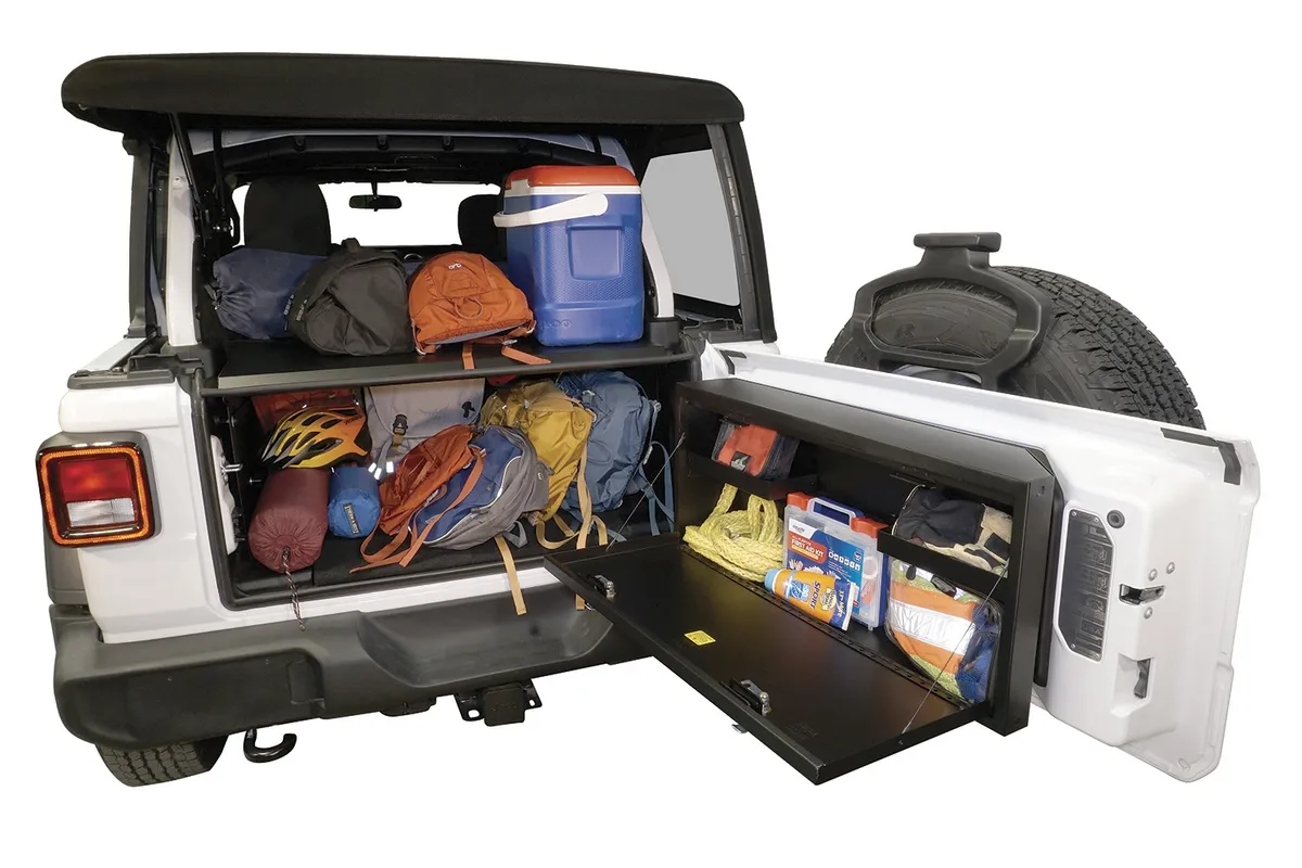 Deluxe Cargo Enclosure - '18-26 Wrangler JL {'21-26 Exc. 4XE}; 4-Door; w/ OEM Subwoofer (Black) product image