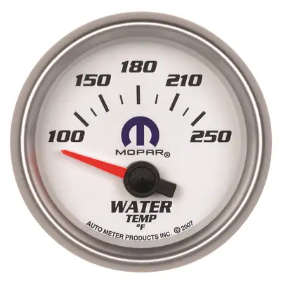 AutoMeter Gauge, Water Temp, 2 1/16", 100-250?F, Electric, White, Mopar