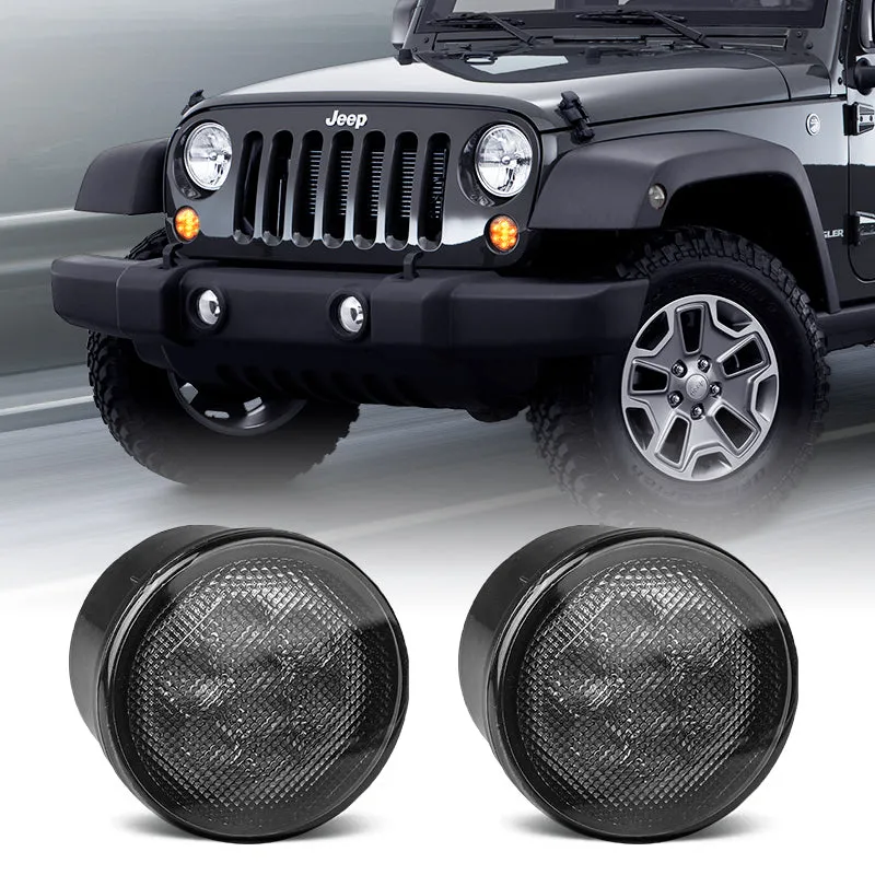 Smoked Amber LED Front Turn Signal Lights for Jeep Wrangler JK product image