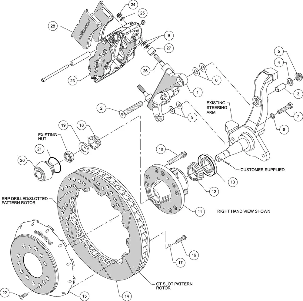 1957 - 1968 Edsel, Ford, Mercury Forged Narrow Superlite 6R Big Brake Front Brake Kit (Hub) - 140-13655 product image