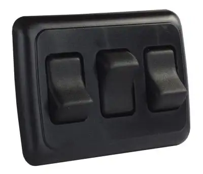 JR Products Triple Rocker Switch Assembly W/Bezel Black