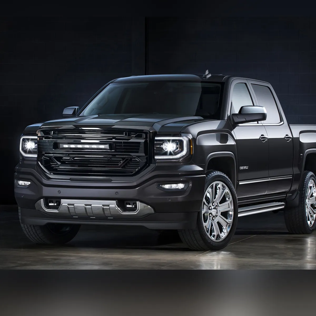 Armor Grille W/ Off-Road Lights & Outer Frame Surround - Glossy Black For 2016-2018 GMC Sierra 1500 product image