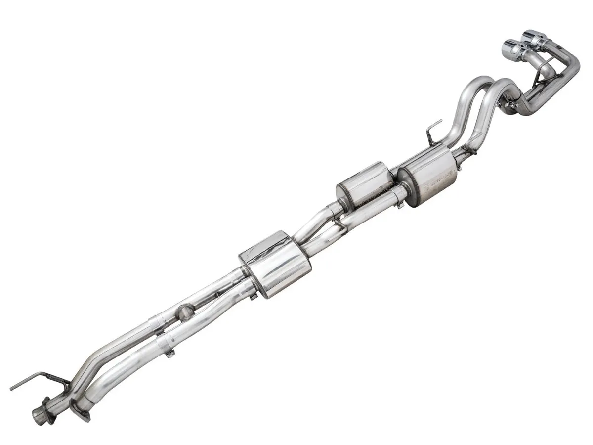 AWE 0FG Exhaust with BashGuard for 3rd Gen Tacoma - Dual Diamond Black Tips product image