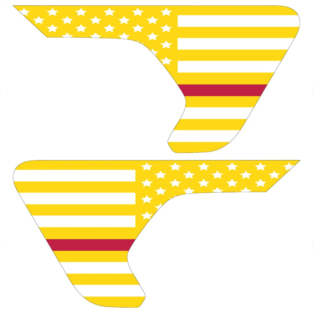 White & Yellow Thin Red Line Flag 2pc Vinyl Fender Decal product image